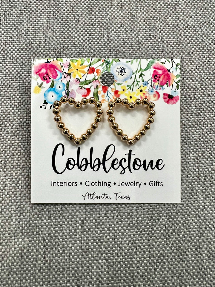 Beaded Open Heart Earrings