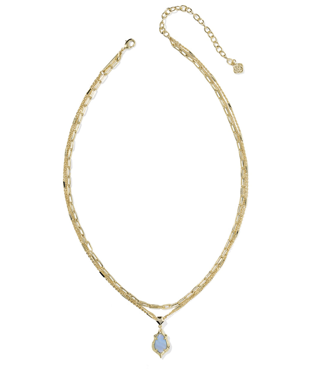 Kendra Scott- Adriana Scallop Frame Multi Strand Necklace Gold Sky Blue Iridescent Abalone