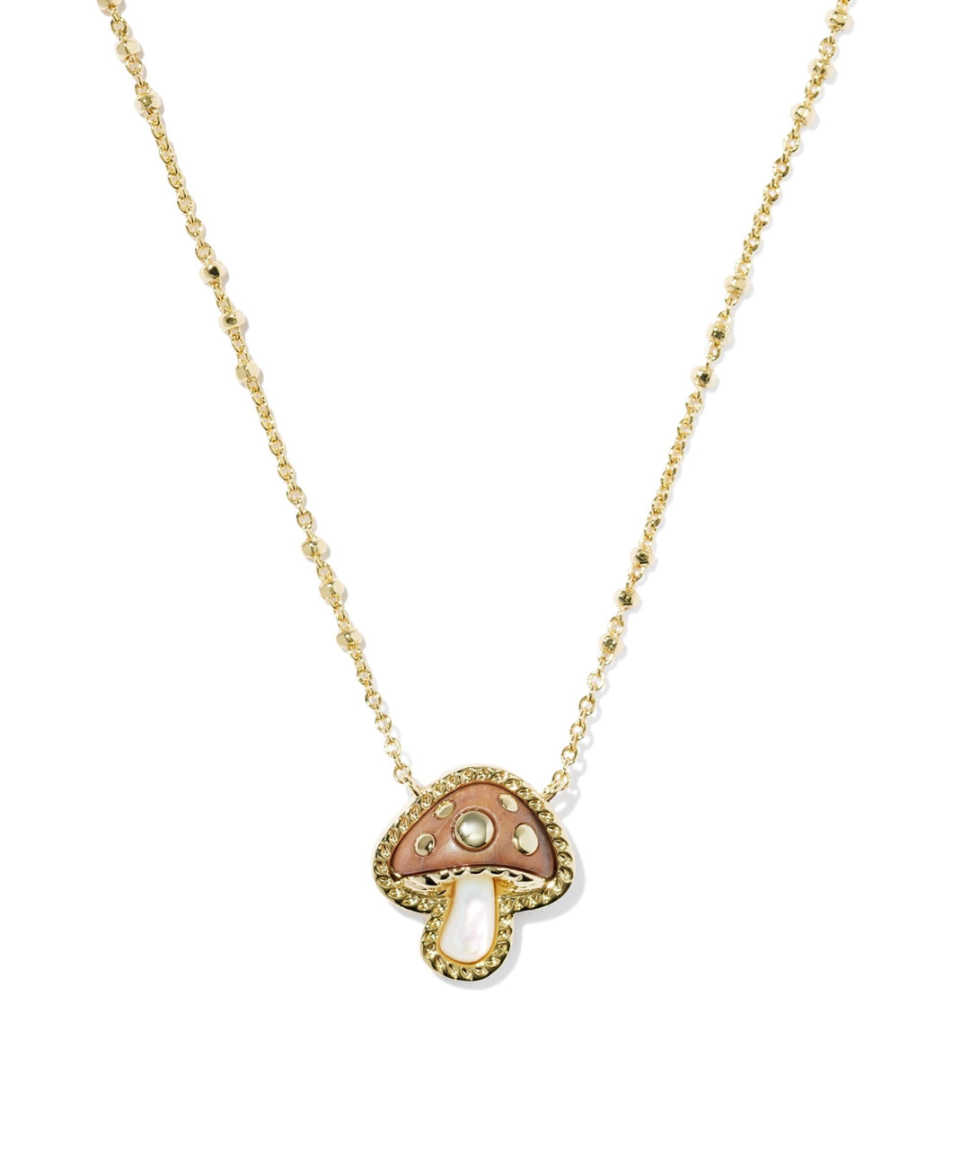 Mushroom Gold Short Pendant Necklace
