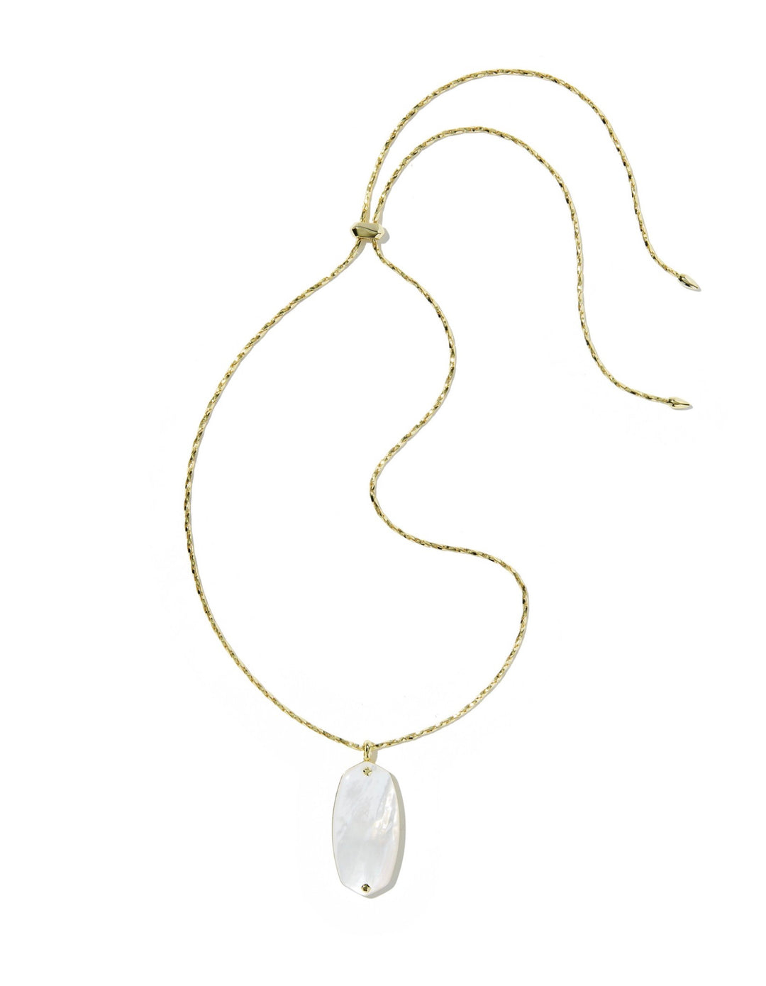 Danielle Riveted Gold Long Pendant Necklace Ivory Mother Of Pearl