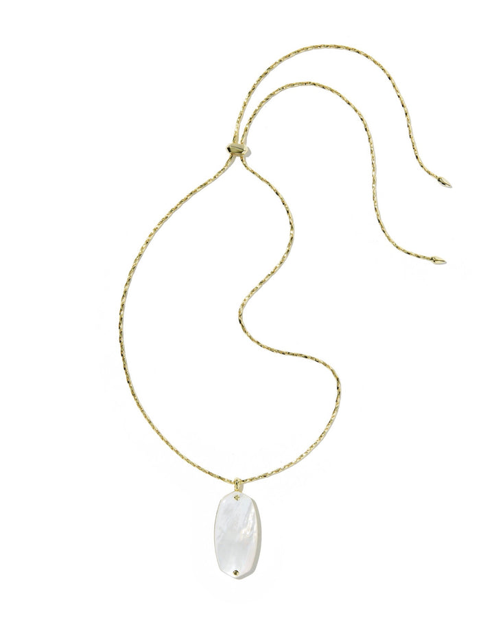 Danielle Riveted Gold Long Pendant Necklace Ivory Mother Of Pearl