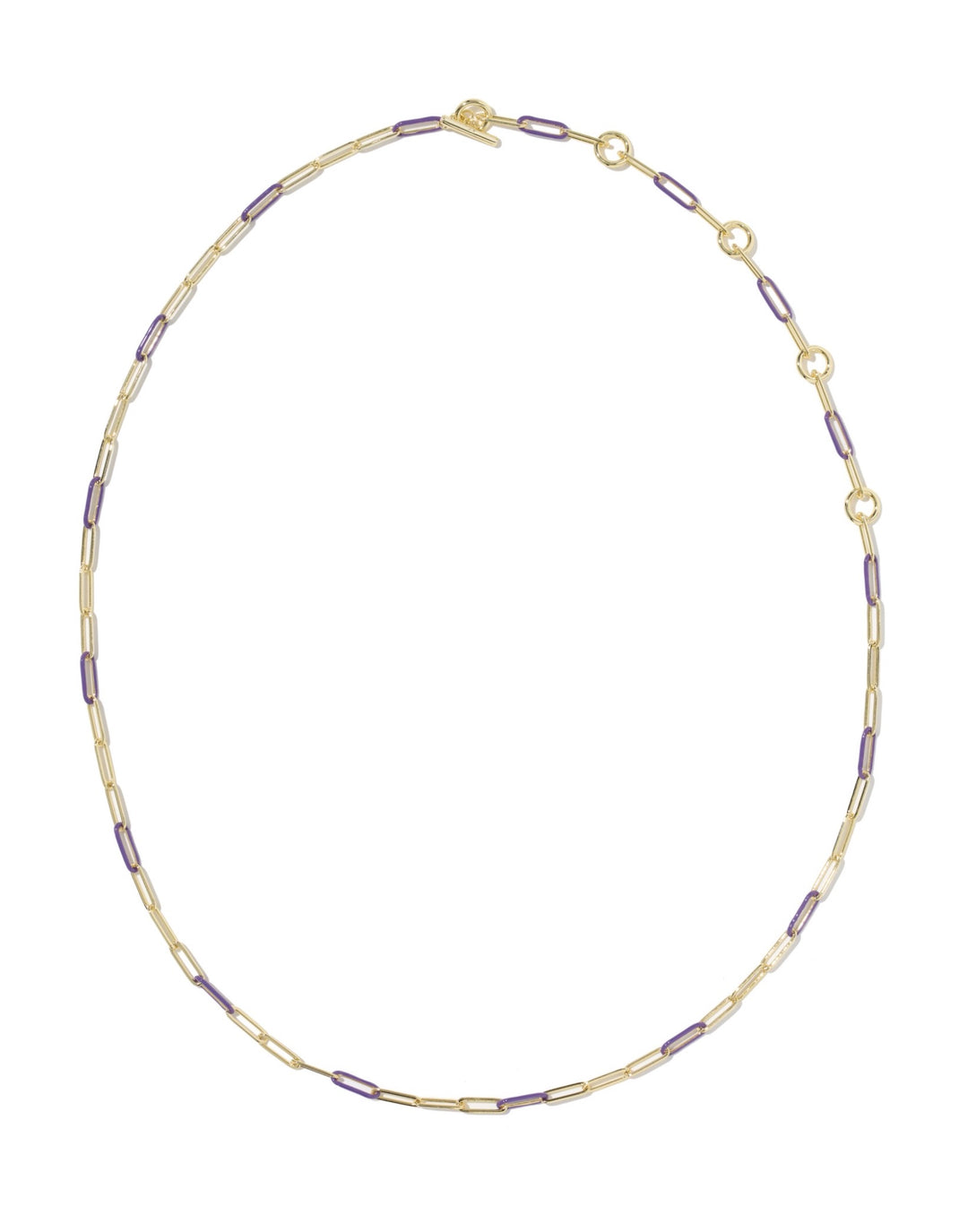 Courtney Gold Enamel Link and Chain Necklace Purple Enamel