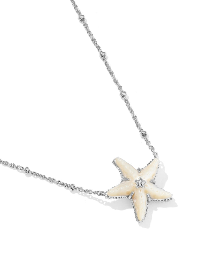 Parker Starfish Silver Neutral Mother Of Pearl Short Pendant Necklace