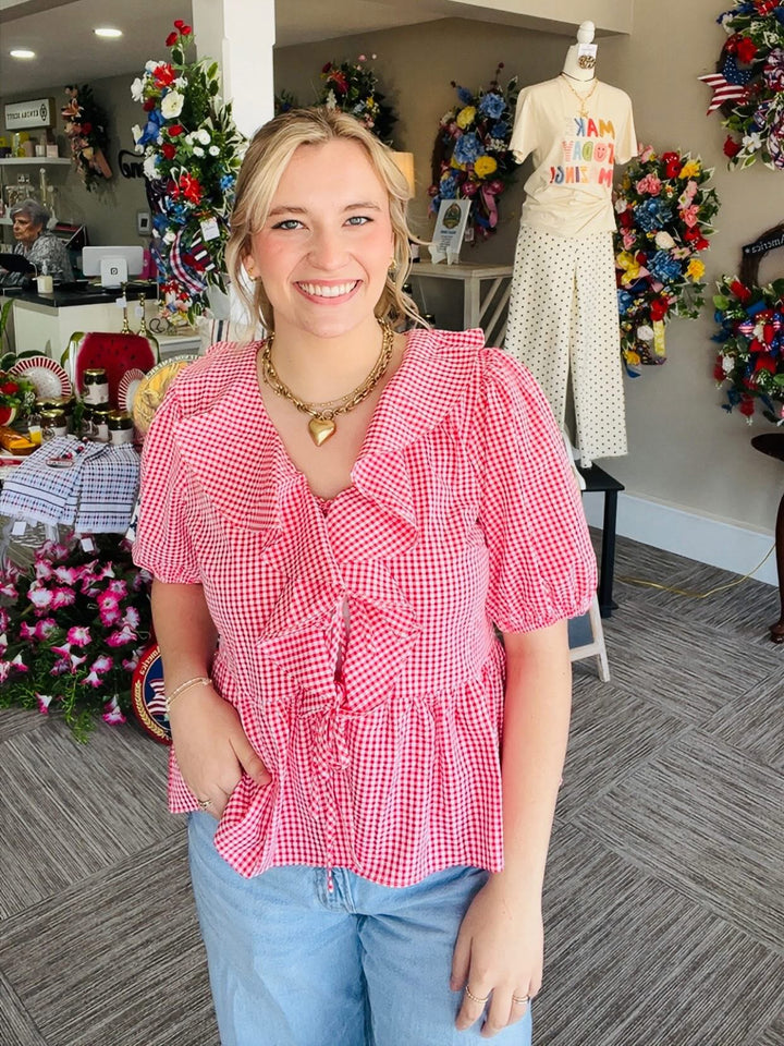 Red Gingham Top
