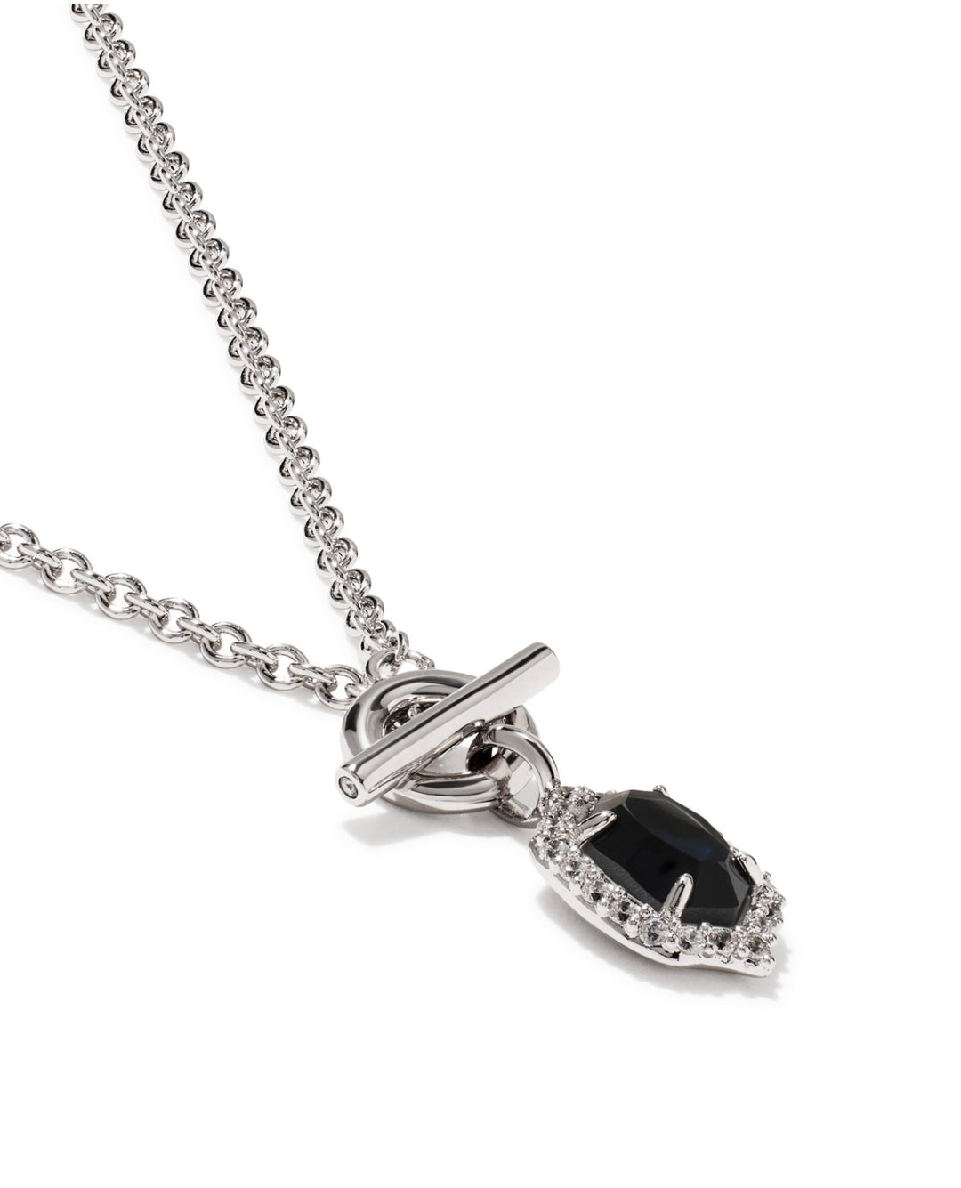 Daphne Crystal Frame Silver Toggle Necklace