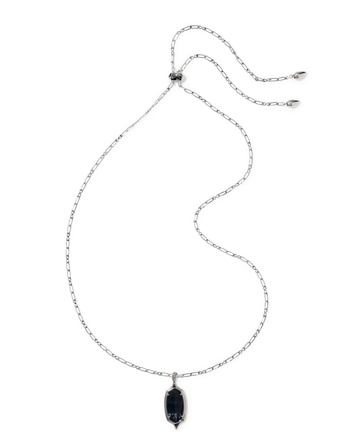 Dani Stepped Frame Silver Necklace Indigo Illusion