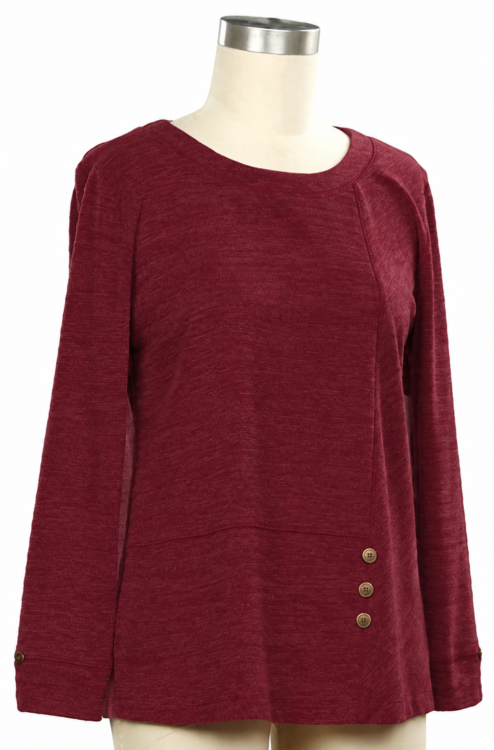 Southern Lady Long Sleeve Top -  Earthen Red