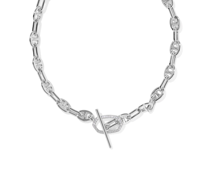 Kendra Scott- Elisa Toggle Link And Chain Necklace Silver White