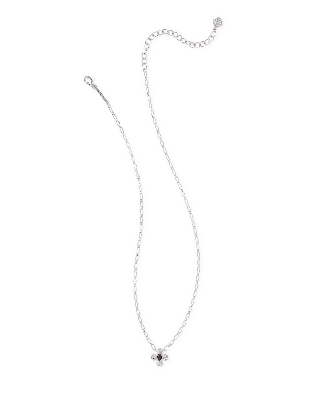 Leanne Gold Short Pendant Necklace Silver Black Granite