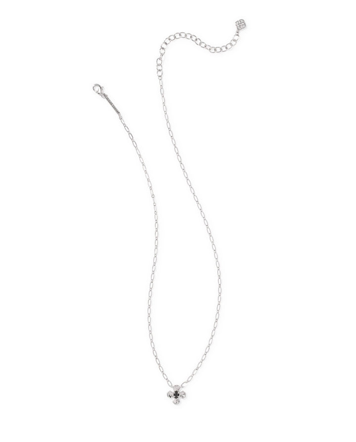 Leanne Gold Short Pendant Necklace Silver Black Granite