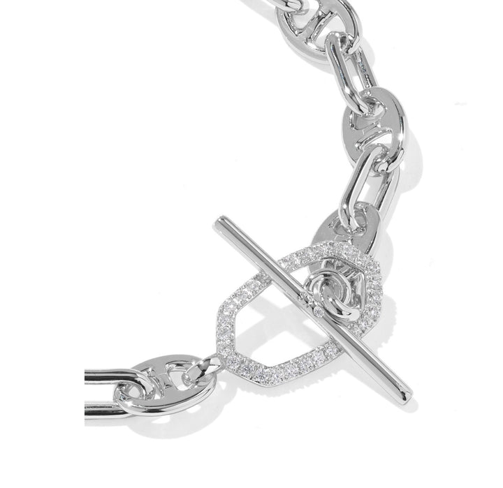 Kendra Scott- Elaina Toggle Link And Chain Bracelet Silver White.