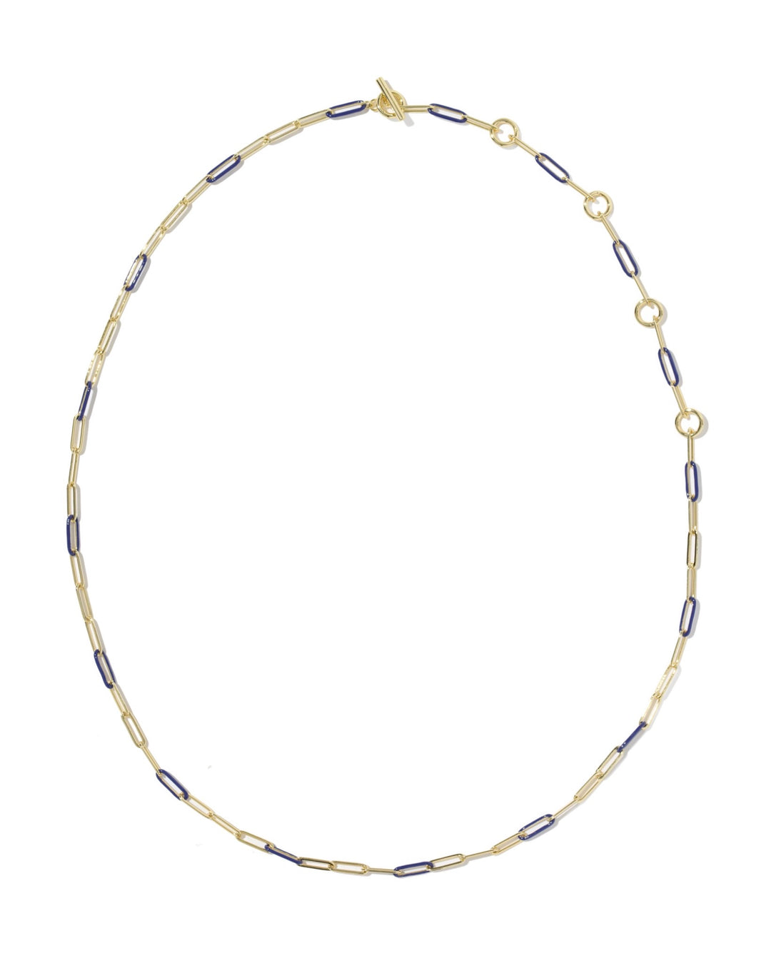 Courtney Gold Enamel Link and Chain Necklace Dark Blue Enamel