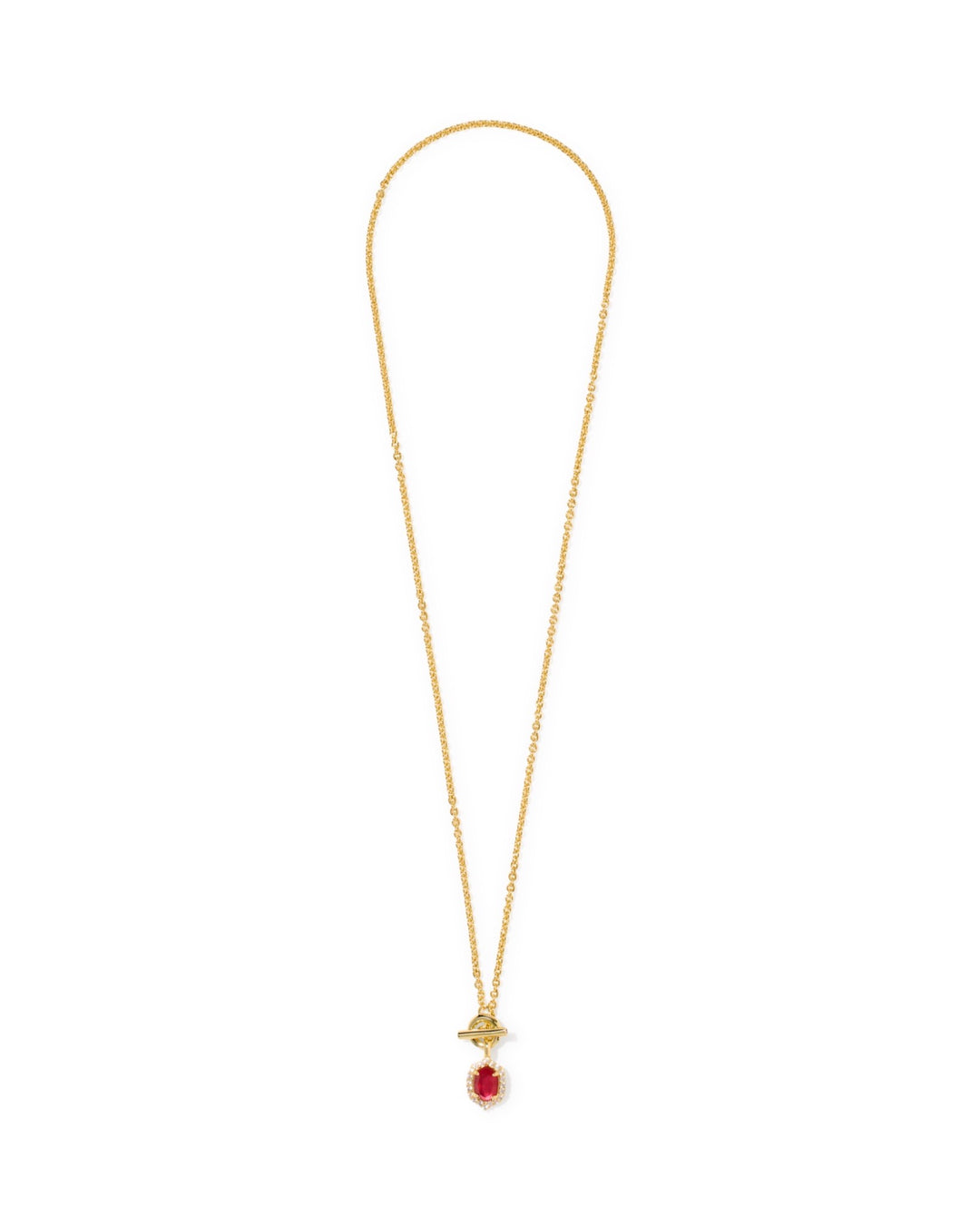 Daphne Crystal Frame Gold Toggle Necklace Dark Pink Illusion