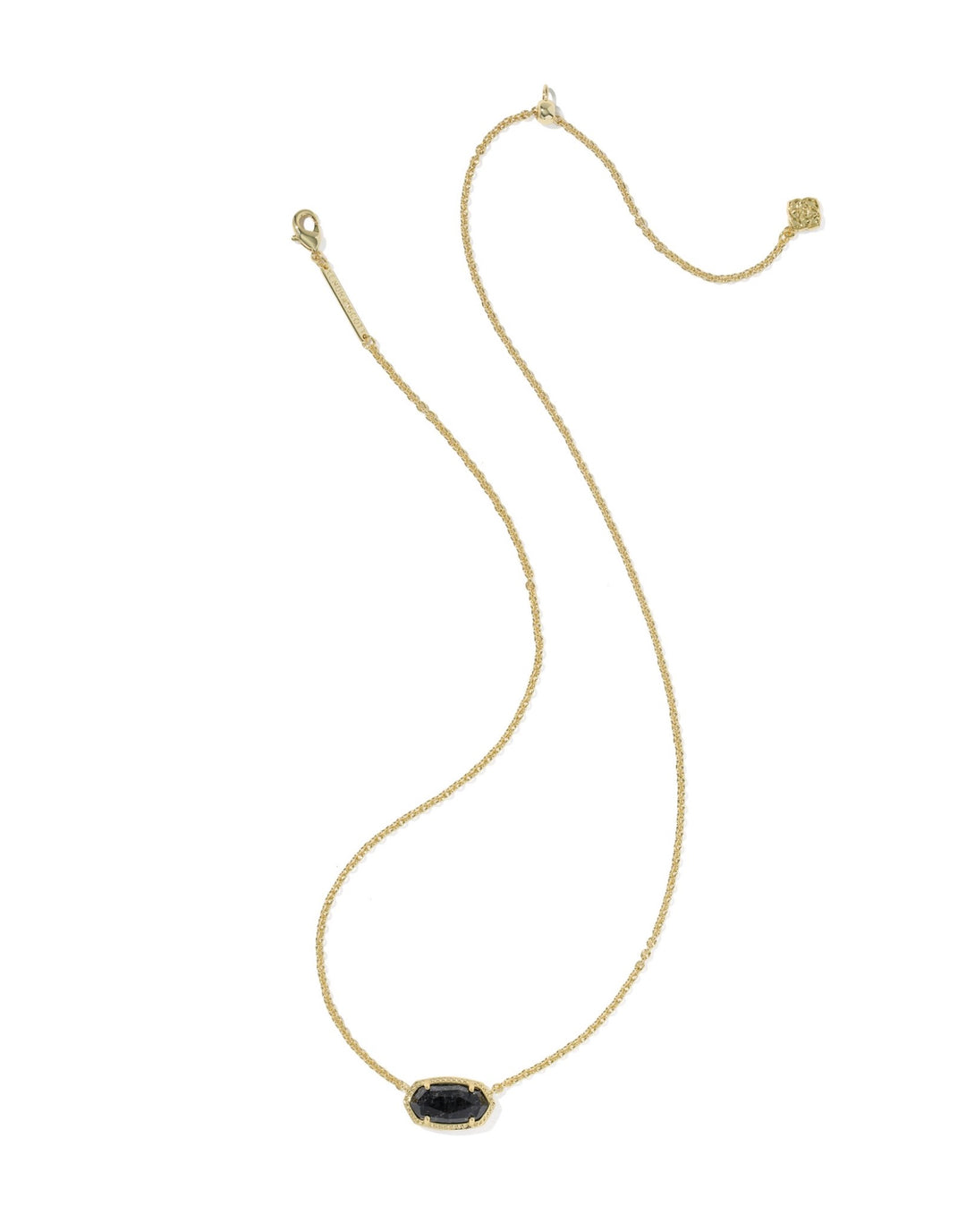 Elisa Gold Boo Short Pendant Necklace Black Granite