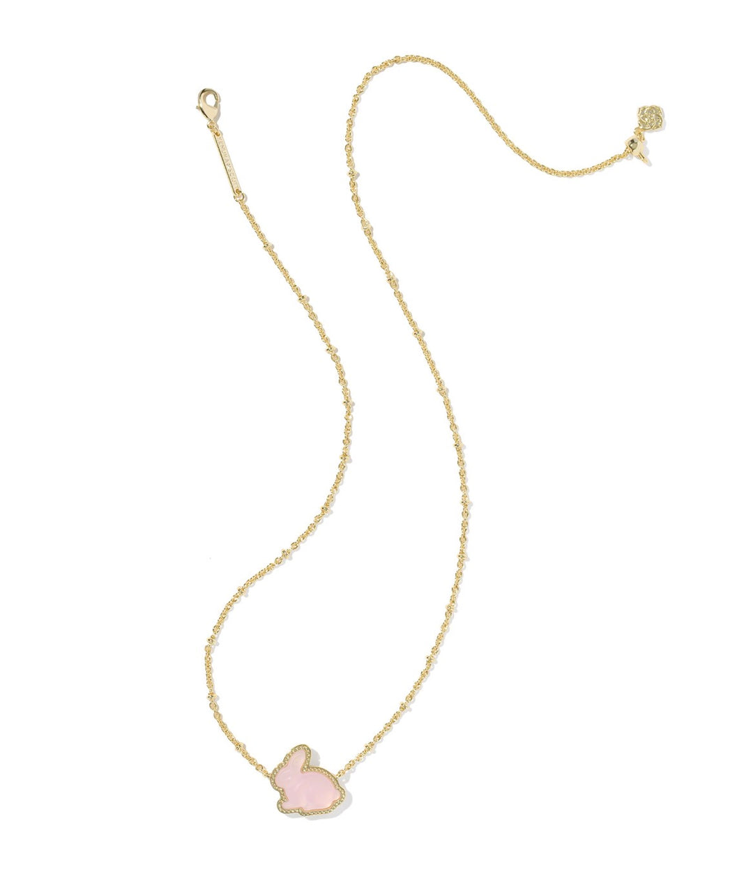 Kendra Scott- Bunny Short Pendant Necklace Gold Matte Pink Dichroic Glass
