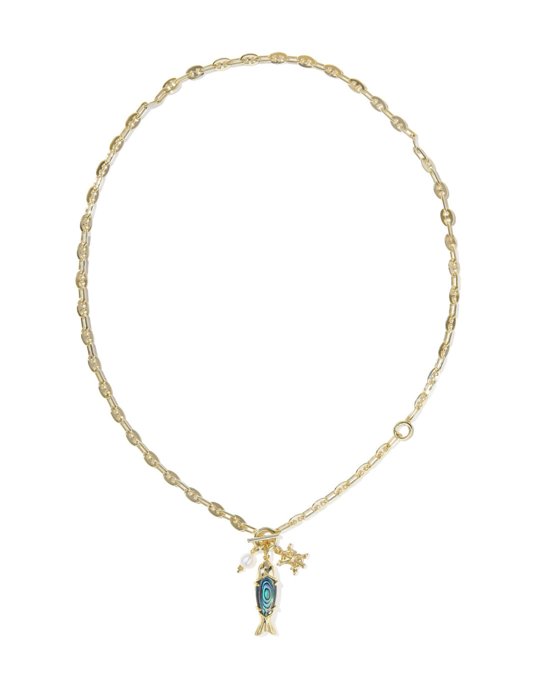 Parker Fish Long Charm Gold Abalone Shell Necklace
