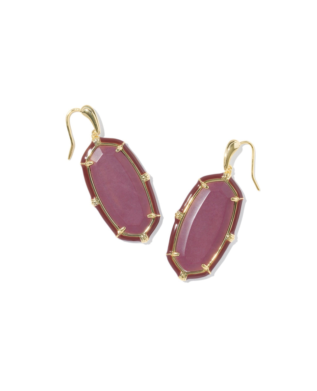 Elle Gold Enamel Drop Earrings Gold Maroon Magnesite
