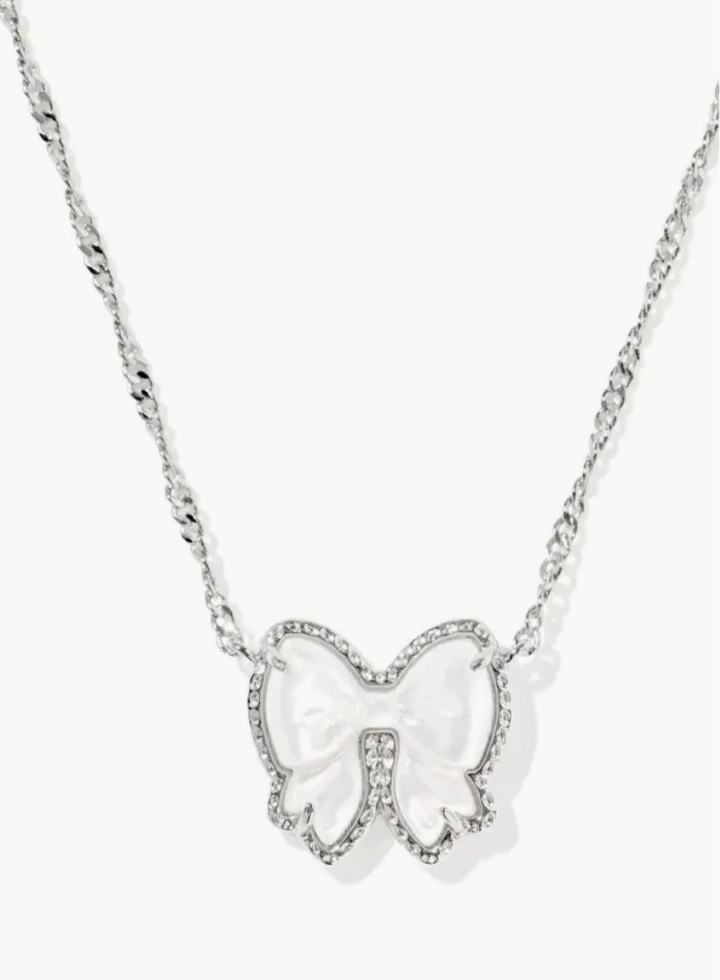 Haley Bow Silver Short Pendant Necklace