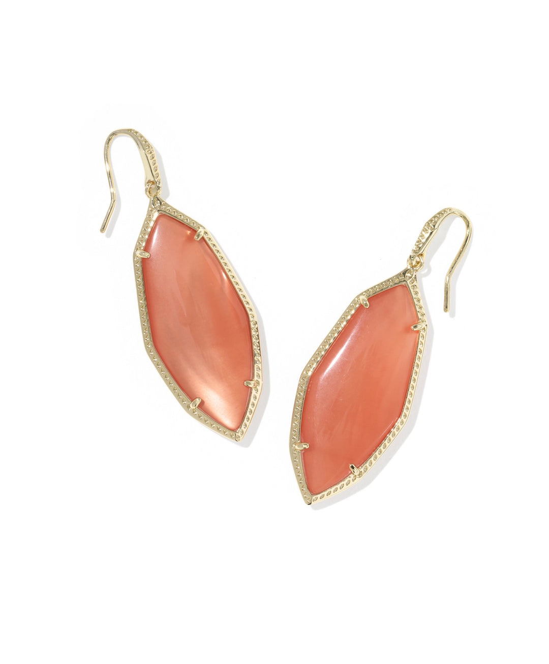 Ophelia Gold Burnt Orange Mother Of Pearl Drop Earrings