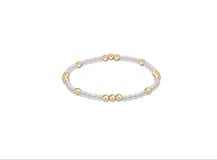 Worthy Pattern 3mm Bead Bracelet - Pearl