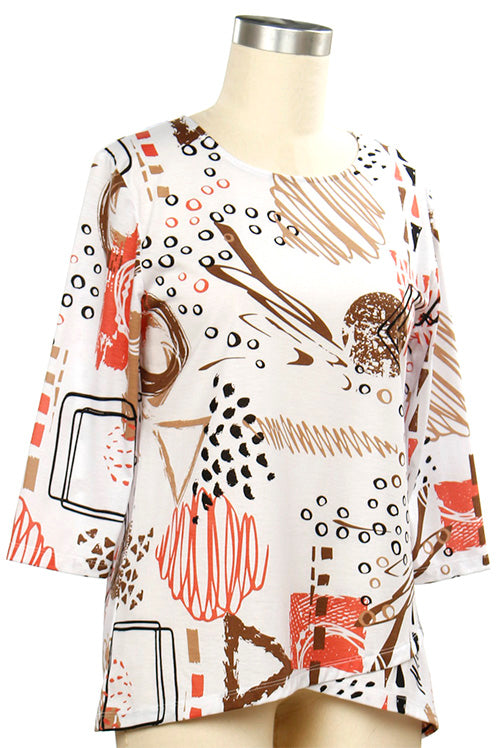 Abstract 3/4 Sleeve Top