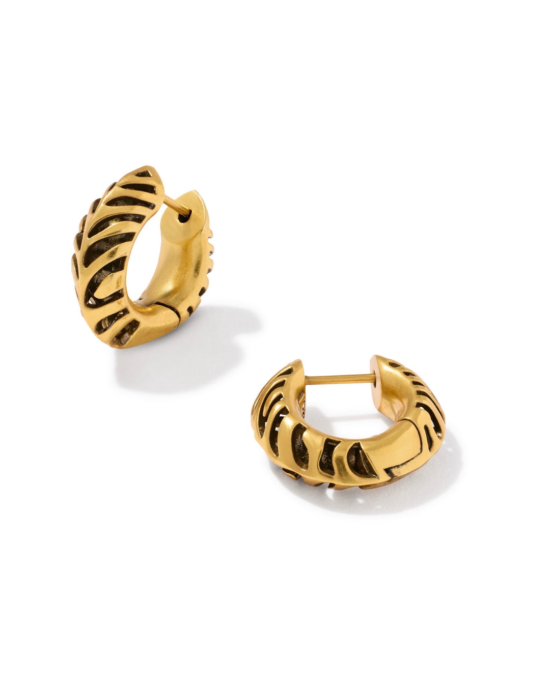 Tiger Striped Mikki Vintage Gold Huggie Earrings