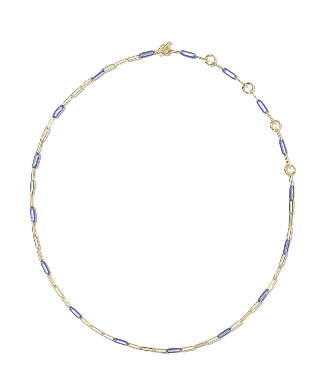 Courtney Gold Enamel Link and Chain Necklace Blue Enamel