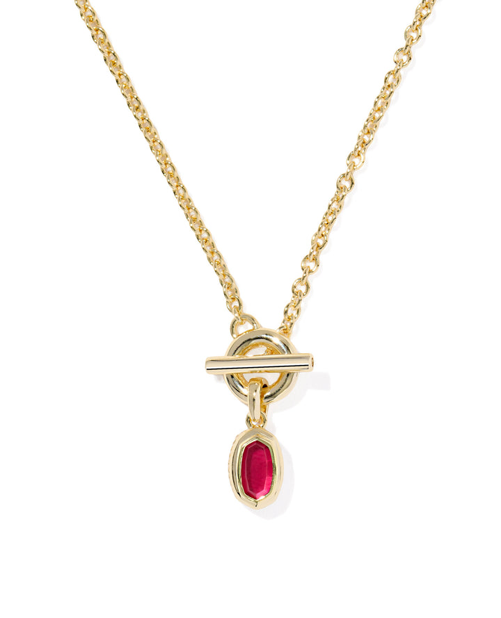 Mini Elisa Toggle Short Pendant Necklace Gold Carmine Red Illusion