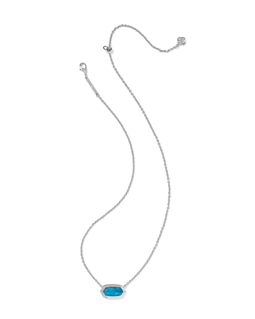 Elisa Bezel Short Pendant Necklace Silver Variegated Indigo Magnesite