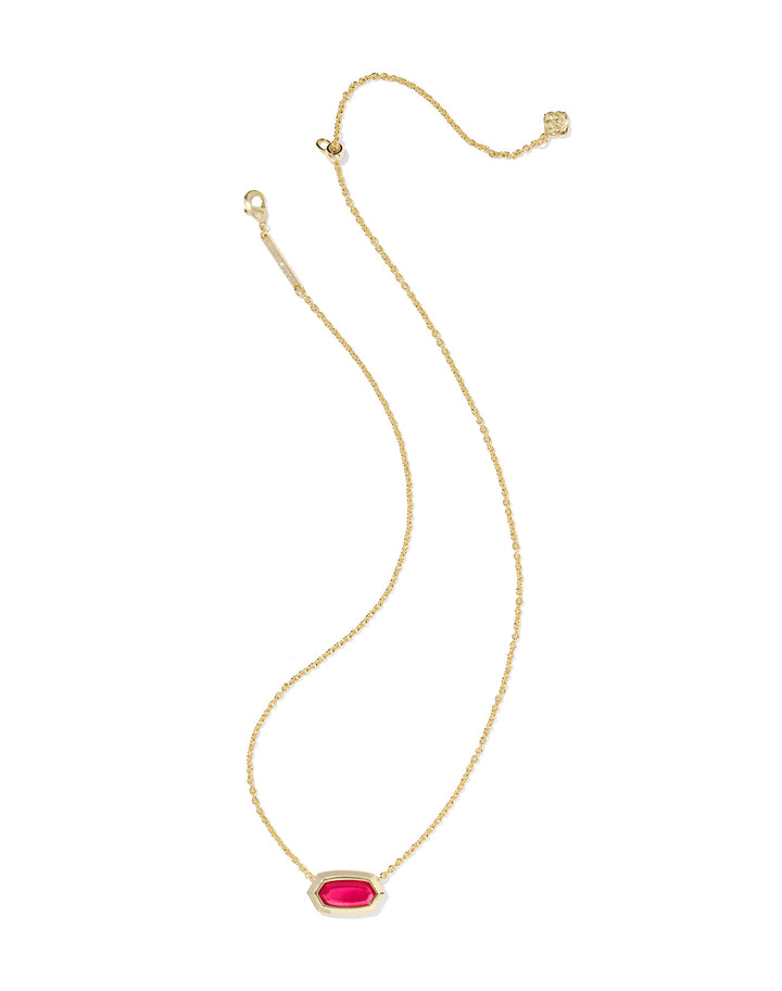 Elisa Bezel Short Pendant Necklace Gold Carmine Red Illusion