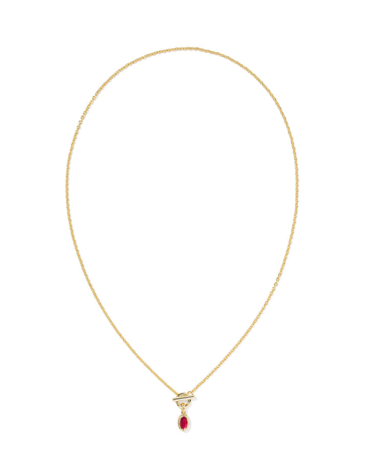 Mini Elisa Toggle Short Pendant Necklace Gold Carmine Red Illusion