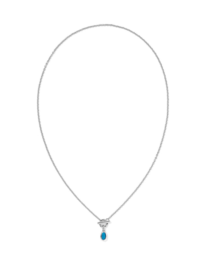 Mini Elisa Silver Toggle Pendant Necklace Variegated Indigo Magnesite