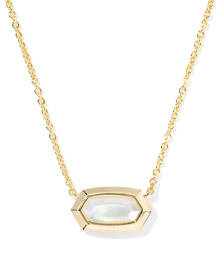 Elisa Bezel Short Necklace Gold Ivory Mother Of Pearl