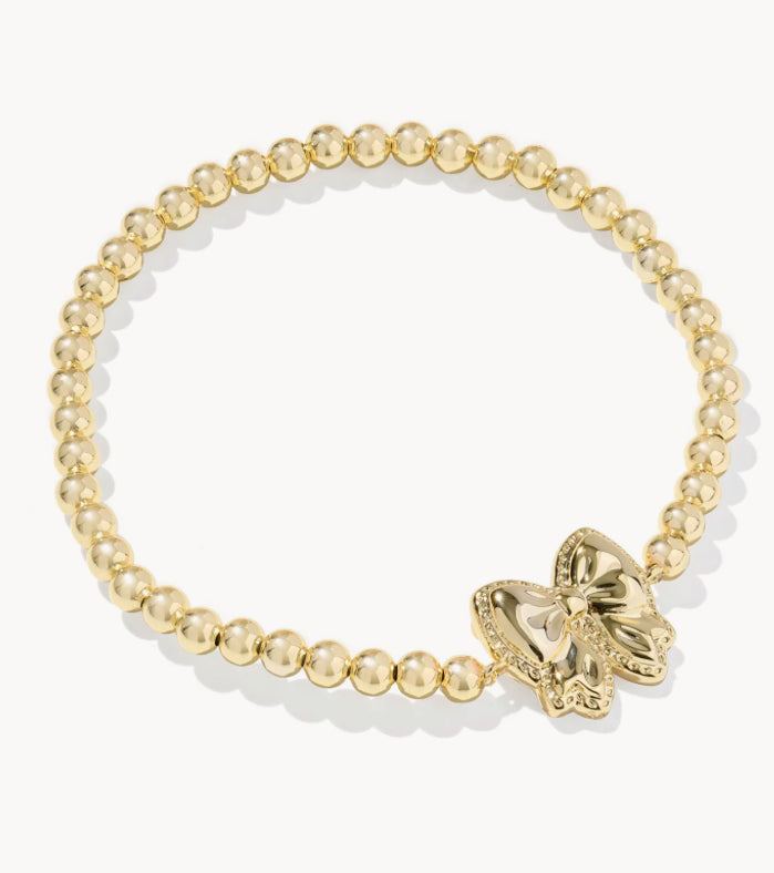 Haley Bow Gold Stretch Bracelet- Blush Mother-of-Pearl