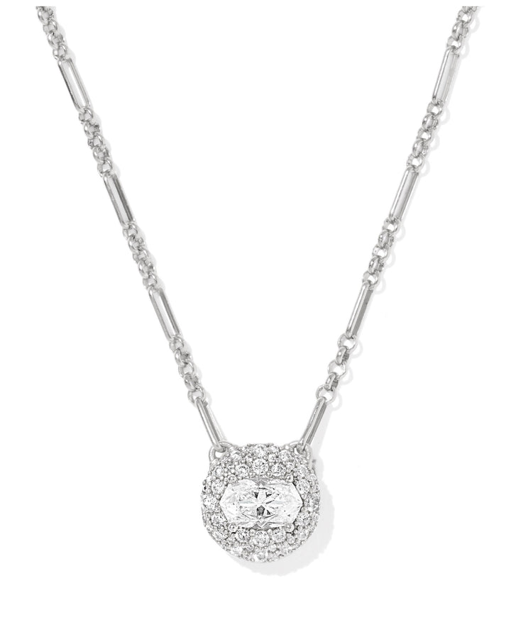 Bella Short Pendant Necklace Silver White CZ