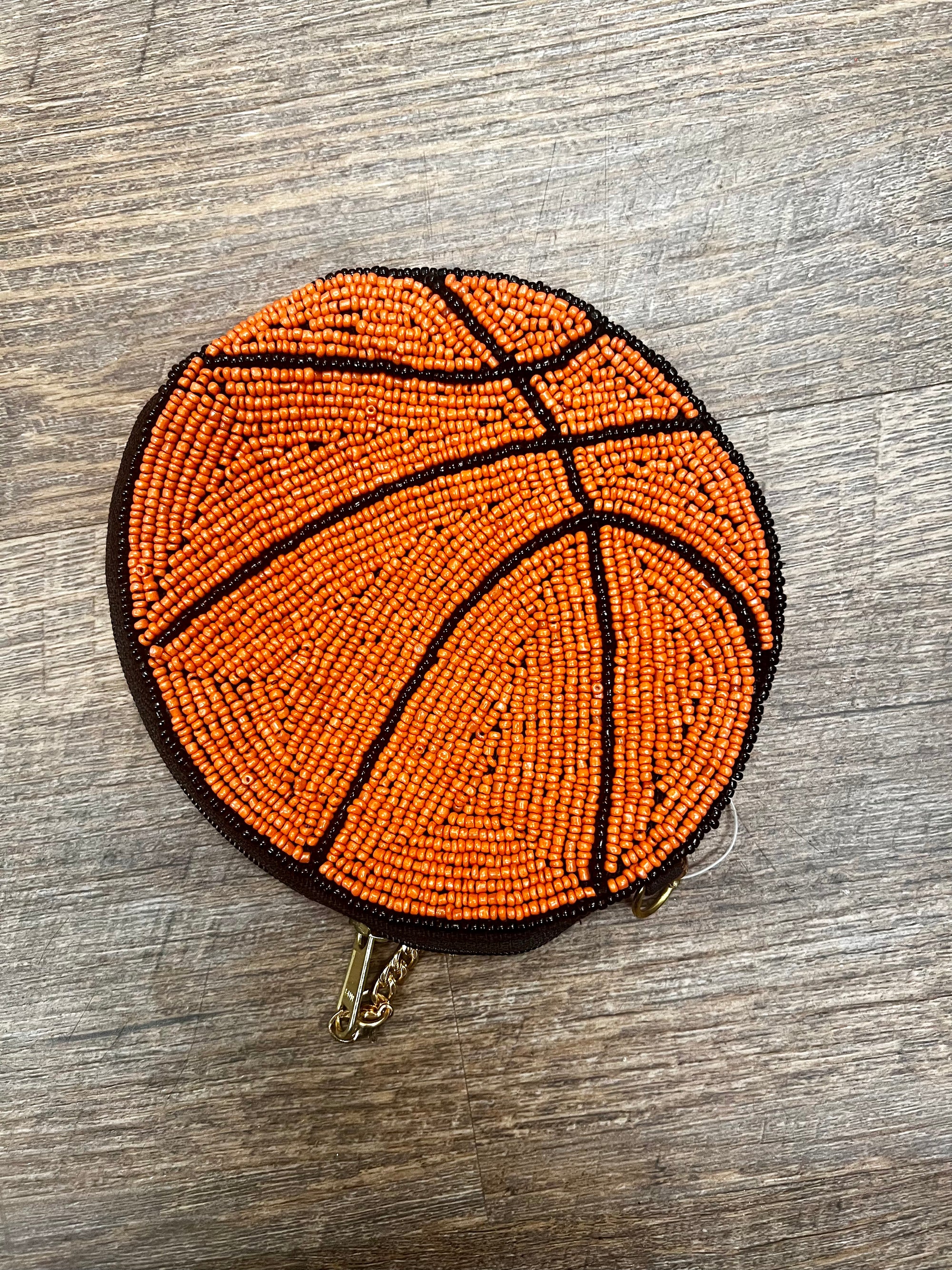 Beaded Basketball Zip Bag
