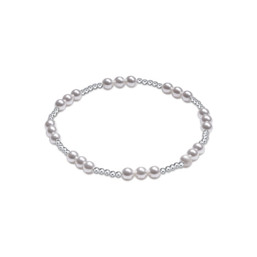 Classic Joy Pattern Sterling Silver Pearl 4 mm Beaded Bracelet