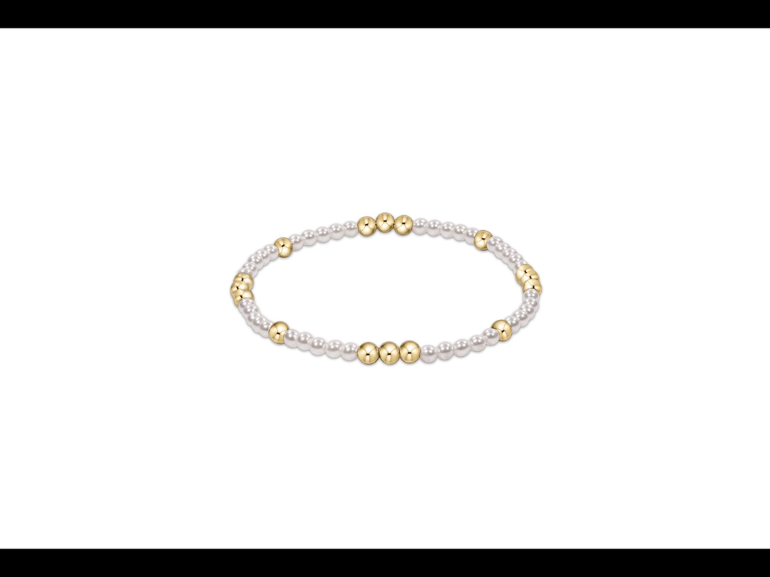 Worthy Pattern 3mm Bead Bracelet - Pearl