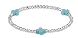 Signature Cross 3mm Sterling Bracelet - Turquoise