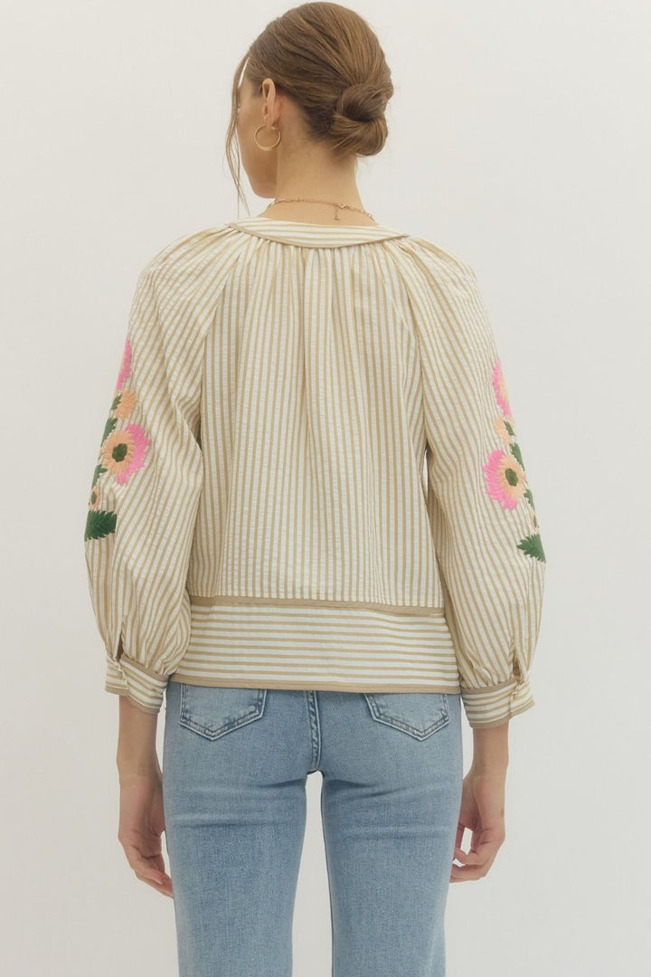 Oatmeal Puff Sleeve Top