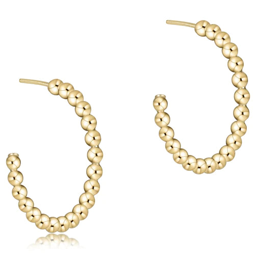 Beaded Classic 1.25" Post Hoop - 4mm Gold Filled