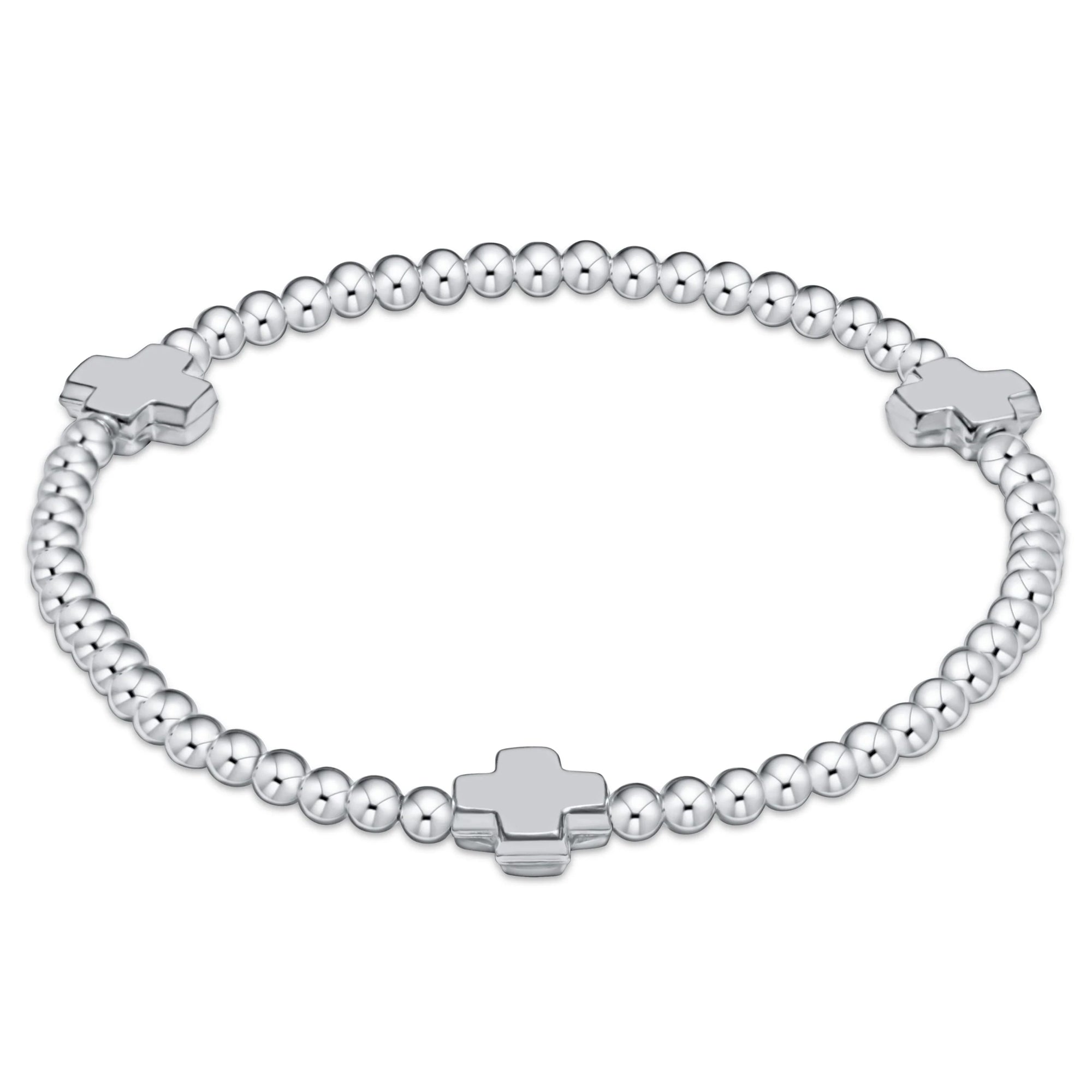 Signature Cross Sterling Silver 3mm Bead Bracelet - Extended Size