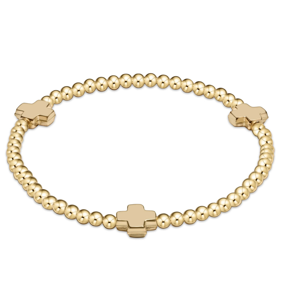 Signature Cross Gold 3mm Bead Bracelet - Extended Size