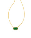 Elisa Gold Crystal Frame Pendant Necklace Green Illusion