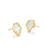 Framed Tessa Stud Earrings Gold Dichroic Glass