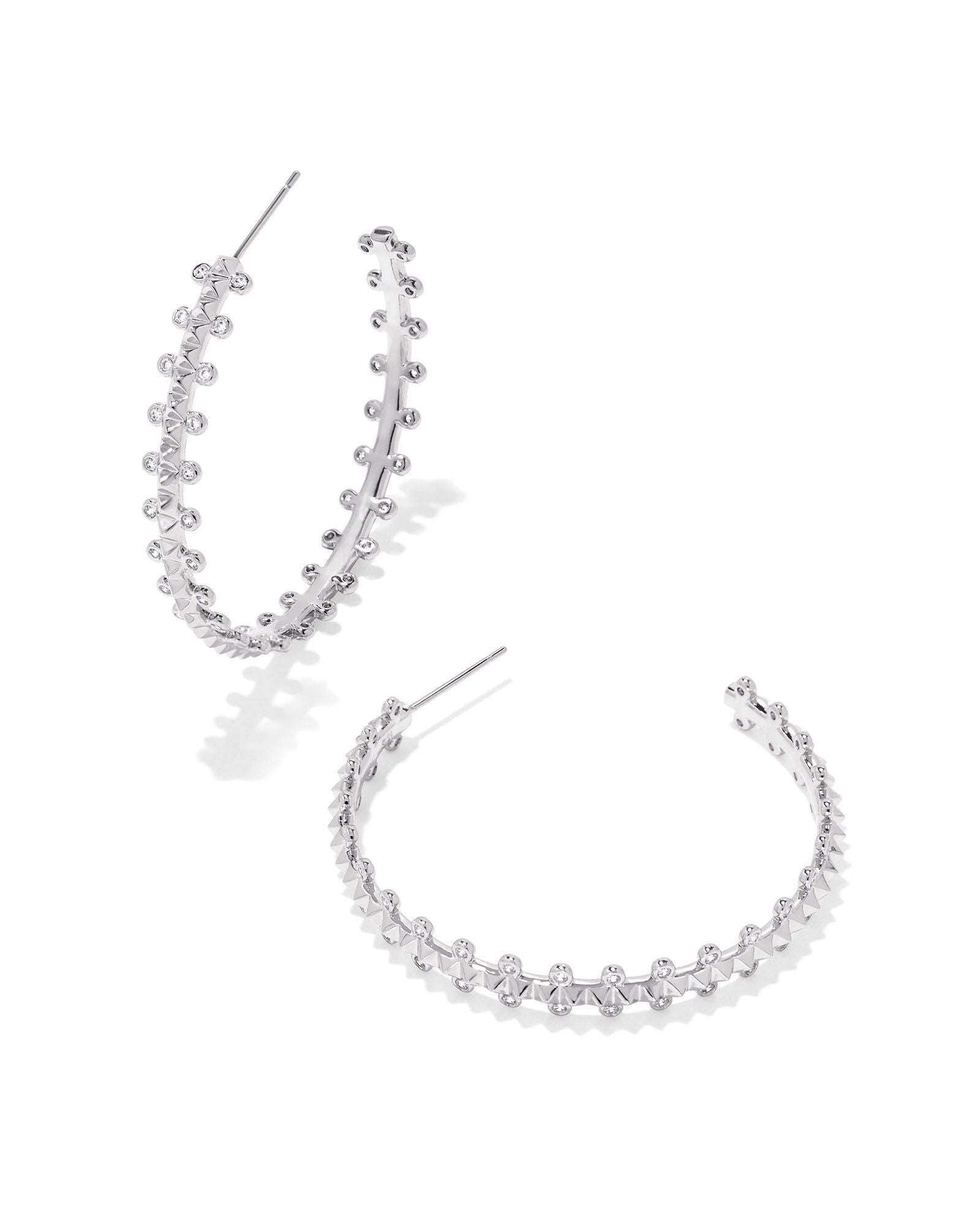 Jada Silver White Crystal Hoop Earrings