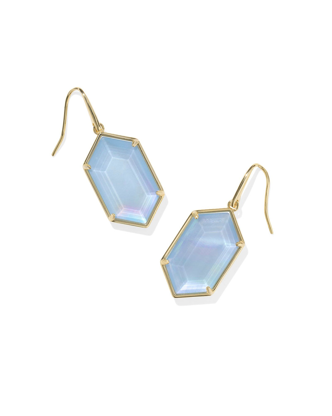 Hallie Gold Drop Earrings Sky Blue Mother of Pearl