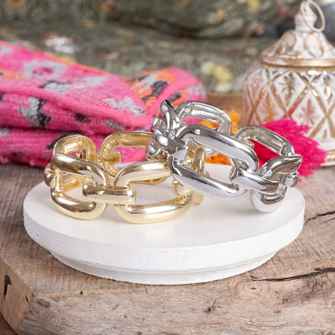 Chunky Chain Statement Stretchy Bangle Bracelet in gold