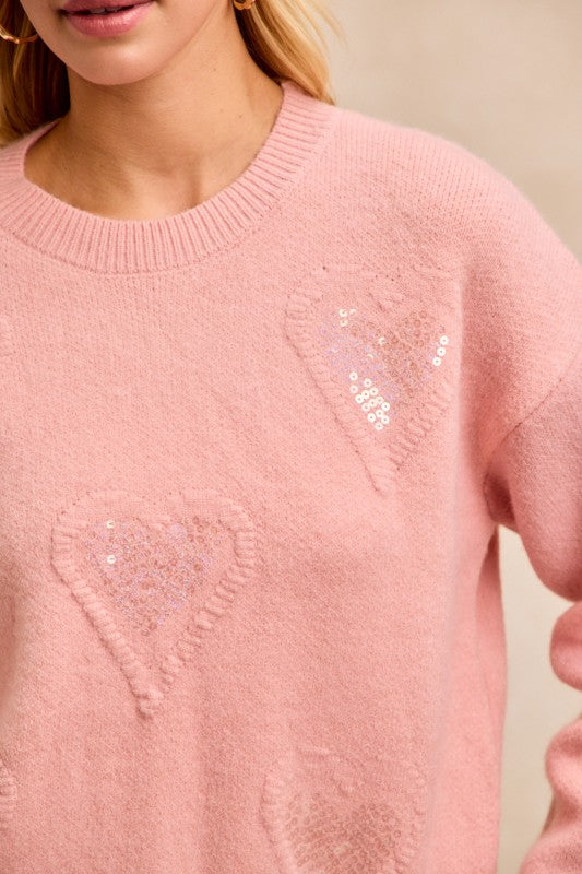 Valentine's Pink Heart Sweater