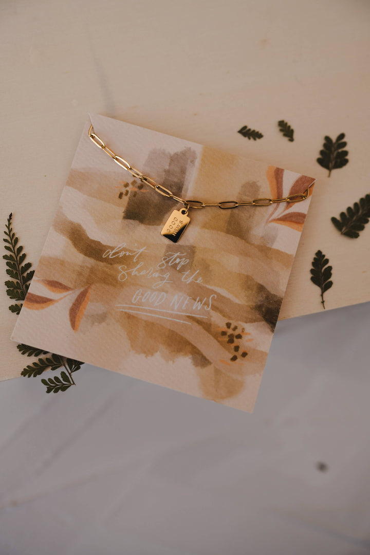 Good News Mini Tag Necklace | Christian Jewelry